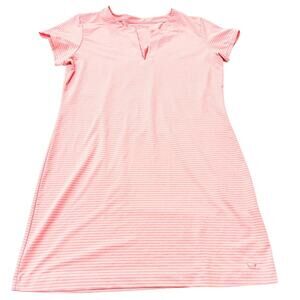 Vineyard Vines Striped Short Sleeve Shirt Dress Pink Orange Sie L